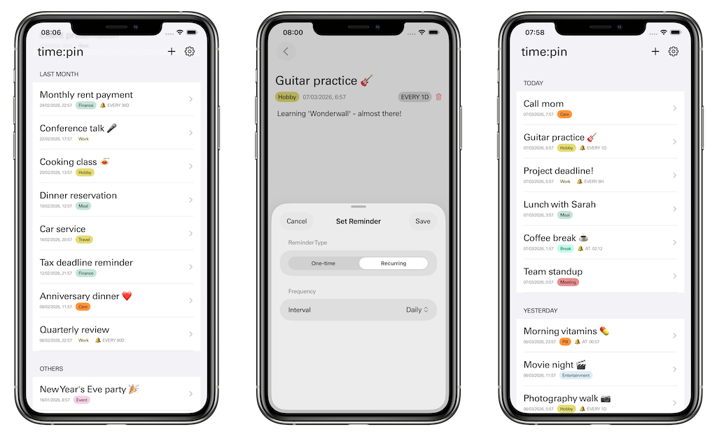 TimePin: Instant Timestamp Log